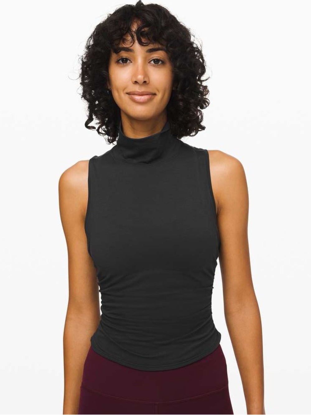 Lululemon See The Horizon Ruched Mock Neck Tank Top Black Size XS